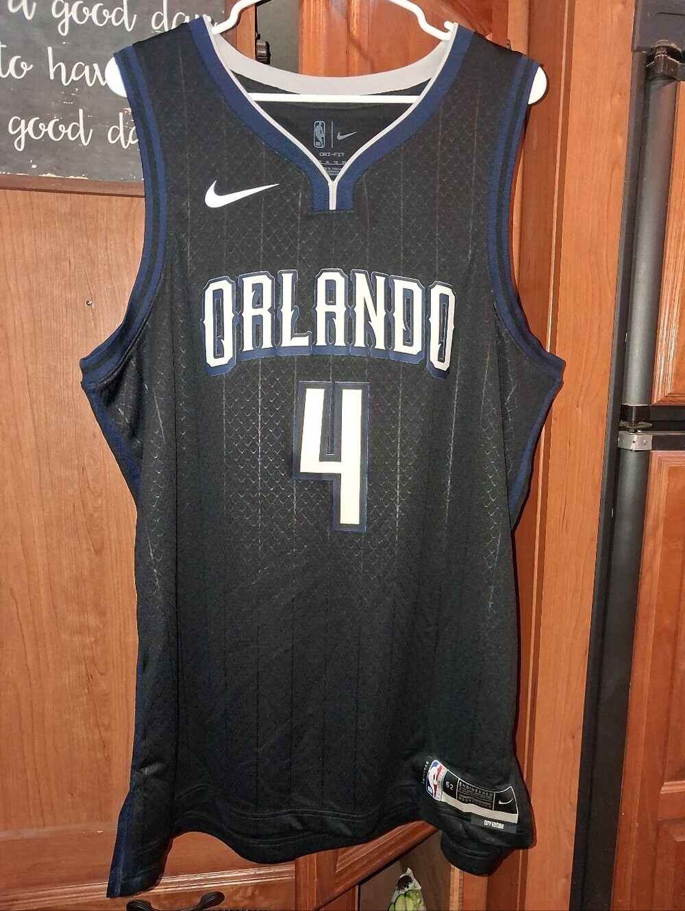 NBA Orlando Black Basketball Jersey #4 Suggs with Blue and White Trim